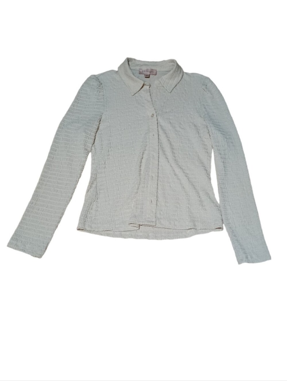 Philosophy Cream Textured Button-Front Long Sleeve Shirt
